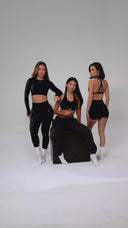 Thenx Cropped Long Sleeve Tee - Black